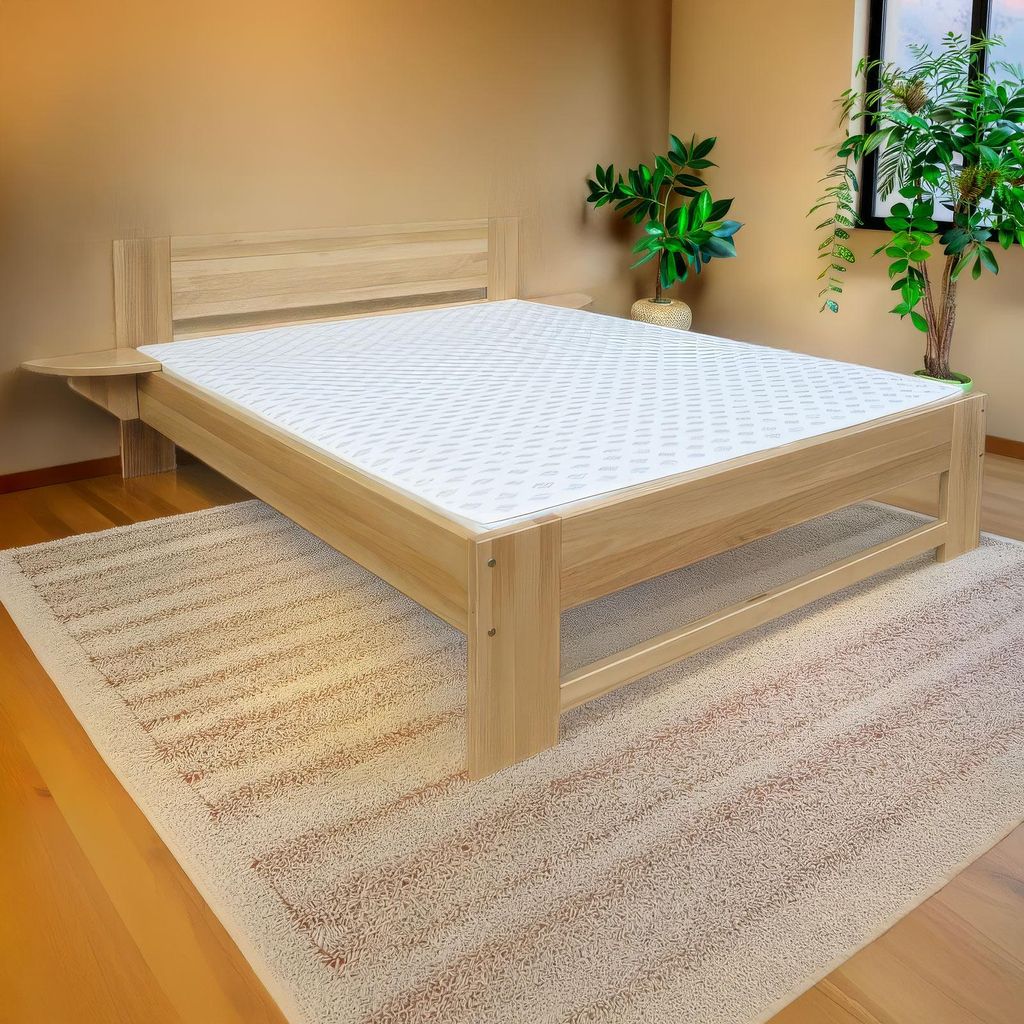 Doppelbett / Gästebett Buche massiv Vollholz natur 110, inkl. Lattenrost - Abmessung 160 x 200 cm