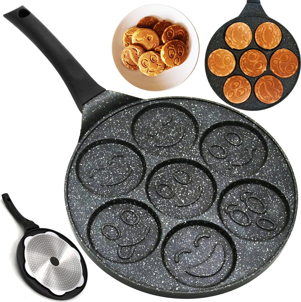 Pancake Pfanne 7 Smileys marmorierte Antihaftbeschichtung Produktbild 
