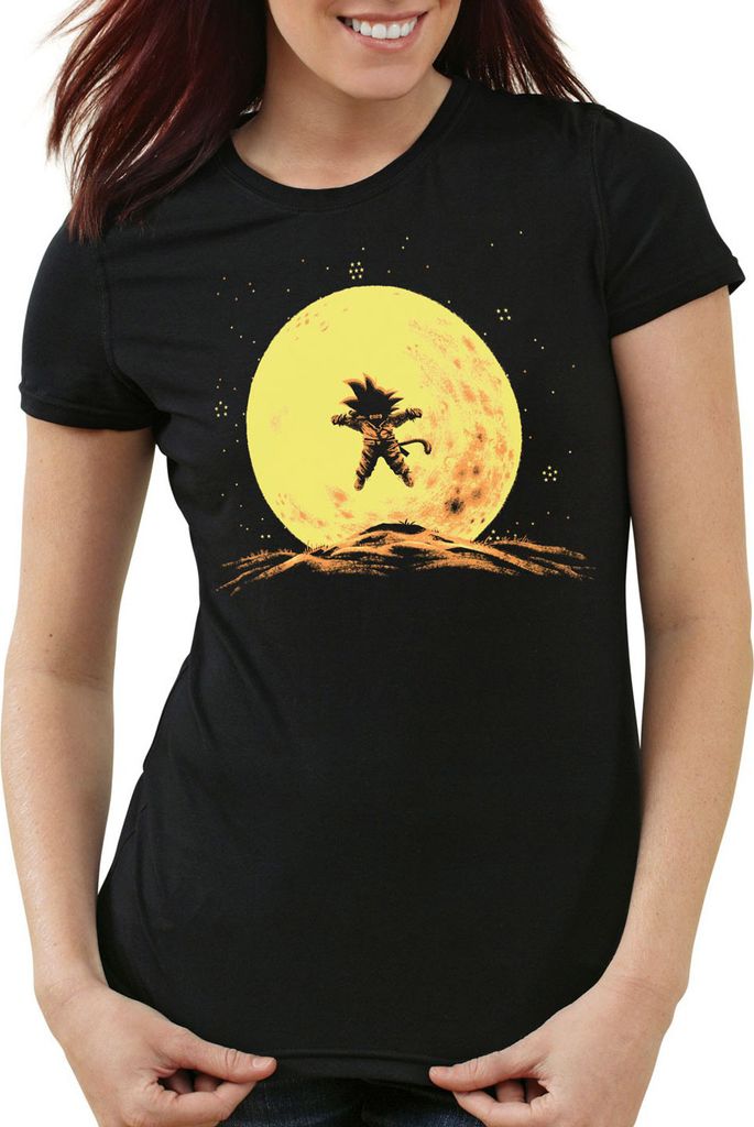 style3 Goku Mond T-Shirt Damen songoku dragon z super saiyan turtle ball, Farbe:Schwarz, Größe:S
