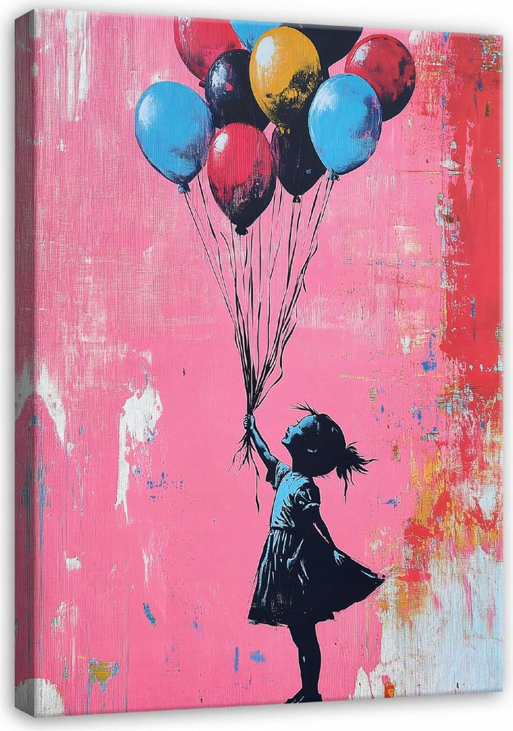 Leinwandbild Wandbild Abstrakt Banksy - 60x40 cm - Leinwandbilder Wandbilder XXL Wanddekoration Design Wohnzimmer Schlafzimmer Flur Büro Küche
