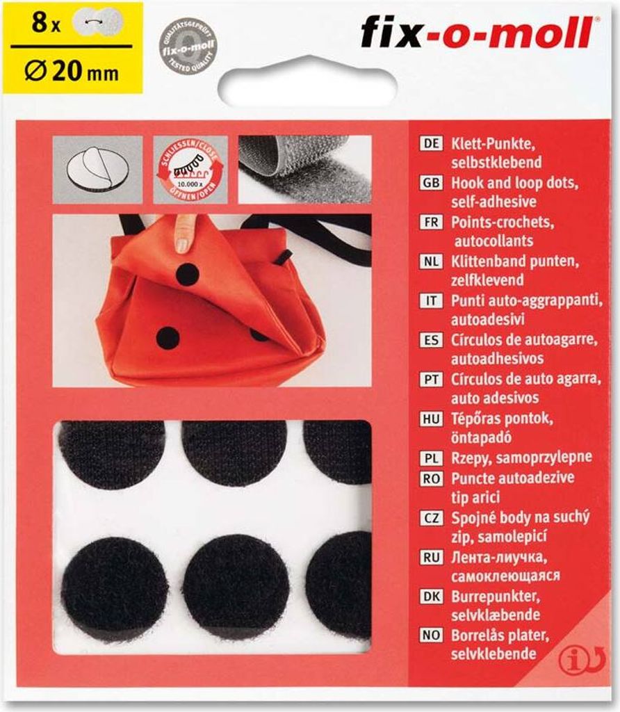 Klettpunkte fix-o-moll 20mm schwarz Produktbild 