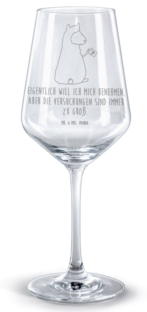 Mr. & Mrs. Panda Weinglas Alpaka Fahne - Transparent - Geschenk, graviertes, Lamas, Kelch, Lama, graviert, Alpakas, glas für rotwein, Liebe, Rotwe...