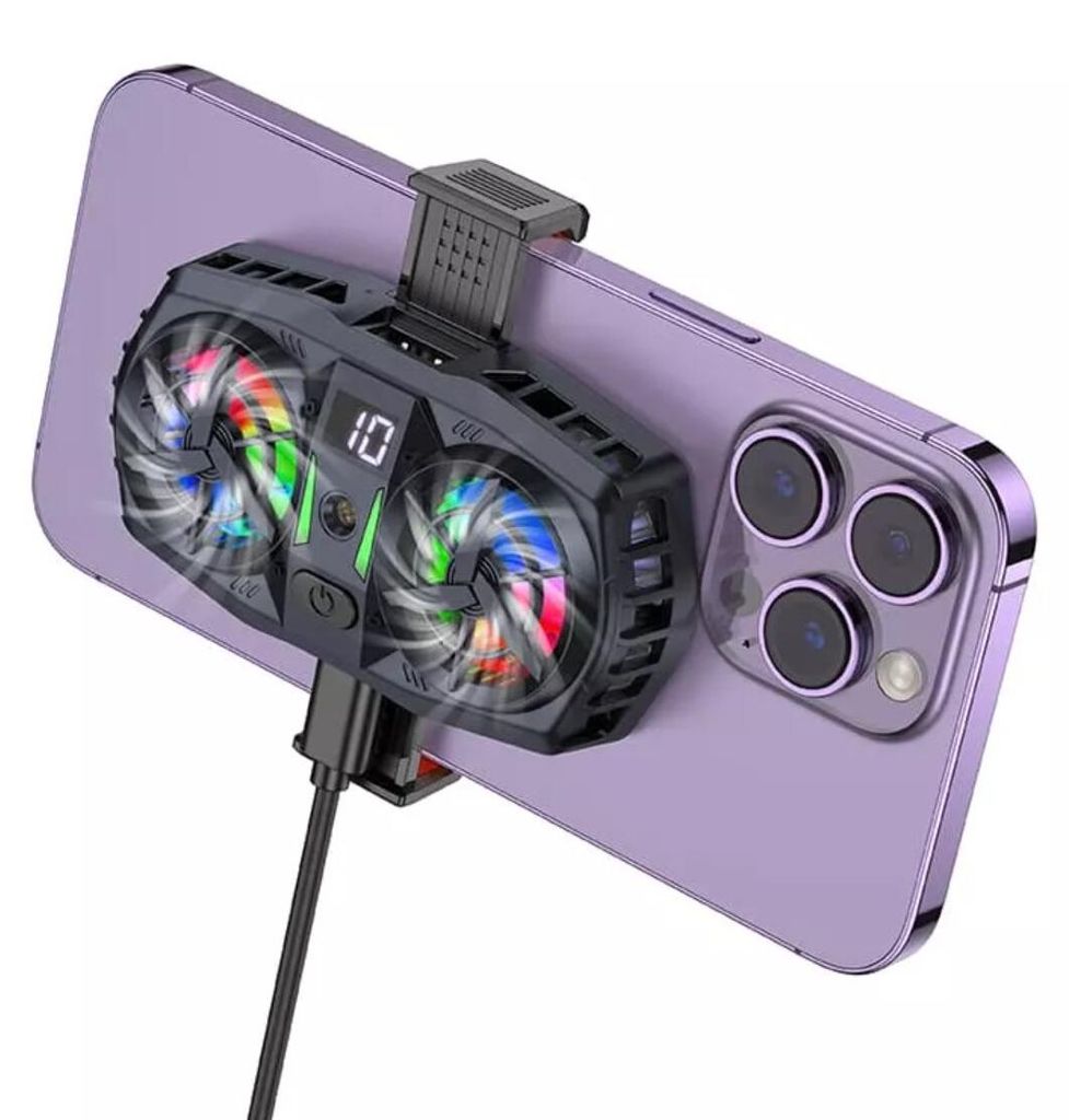 Hoco Smartphone Kühler mit 2 Lüftern Gaming Handy Lüfter für 4,5–7 Zoll