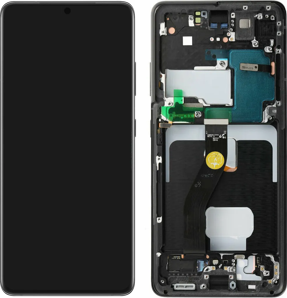 Bloc Écran Complet Samsung S21 Ultra d'Origine avec Châssis Noir G998B