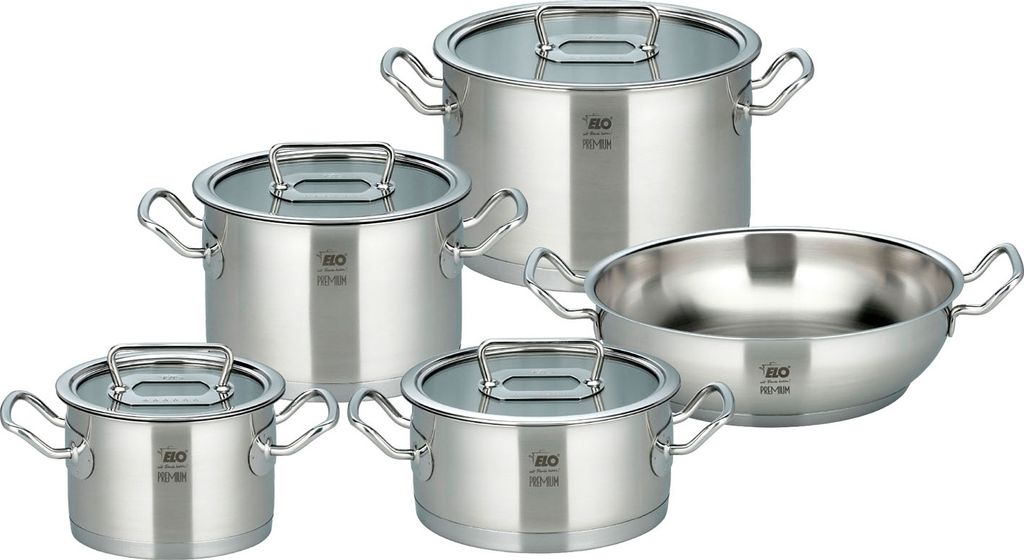 Kochtopf-Set - Edelstahl 18/10 - mit Glasdeckel - 5-teilig Produktbild 