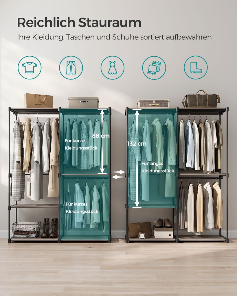 SONGMICS Kleiderschrank offen, Kleiderständer, Produktbild 6