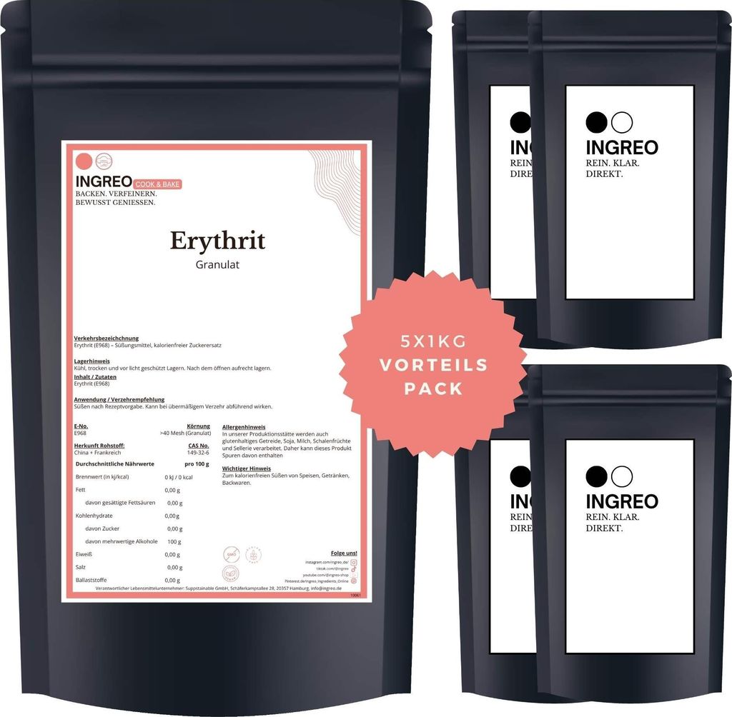 Erythritol Granulat (<40 Mesh) – 5kg (5X1kg)