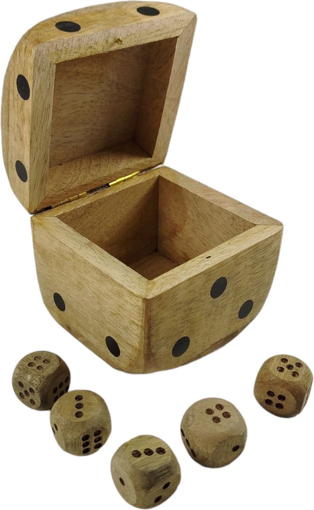 Würfel Aufbewahrungsbox Würfelbecher mit 5 Würfeln aus Mangoholz