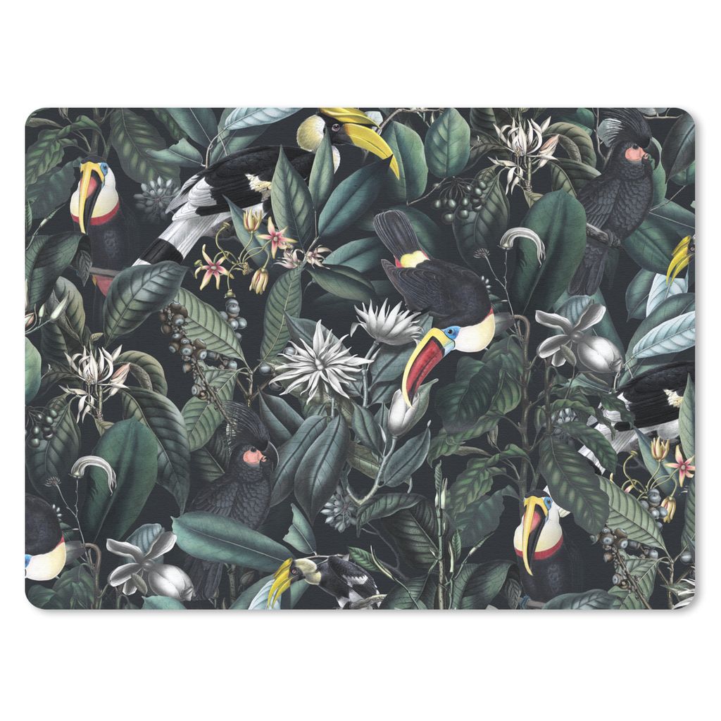 MuchoWow Mauspad Mousepad Blumen - Tukan - Blätter 40x30 cm - Mousepads - Maus Mat - Pad - Mausunterlage - Anti Rutsch