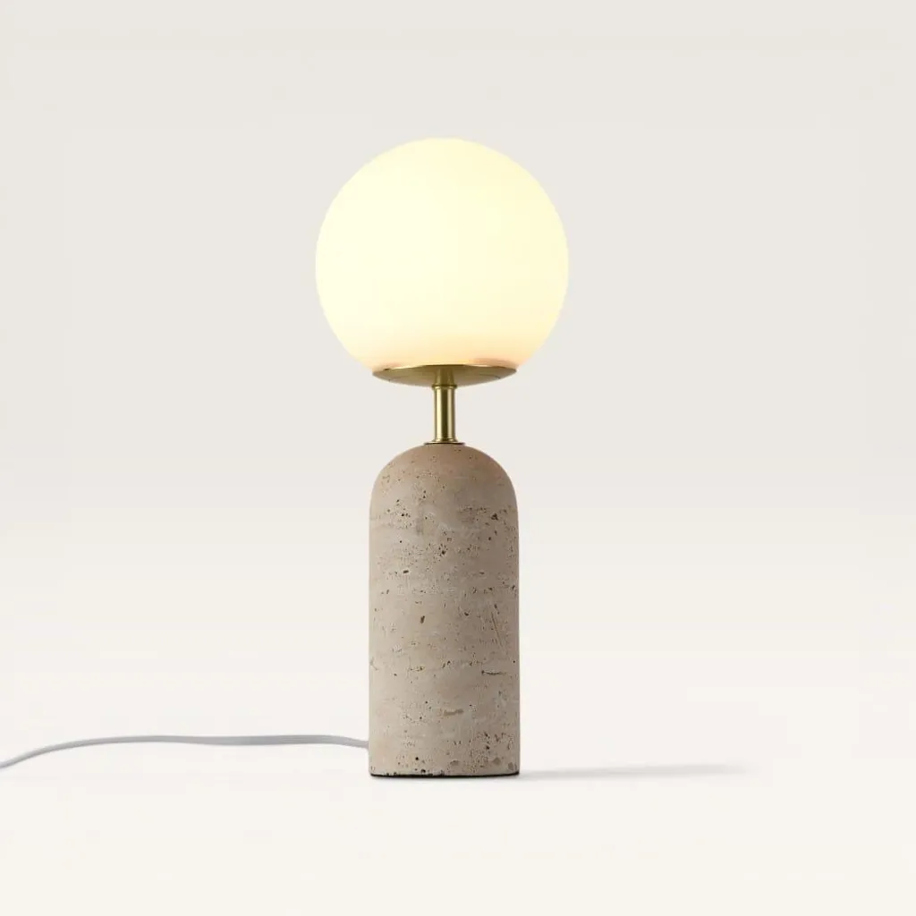 Lampe de Table d'Ambiance Naeva pour Chambre et Salon en Travertin
