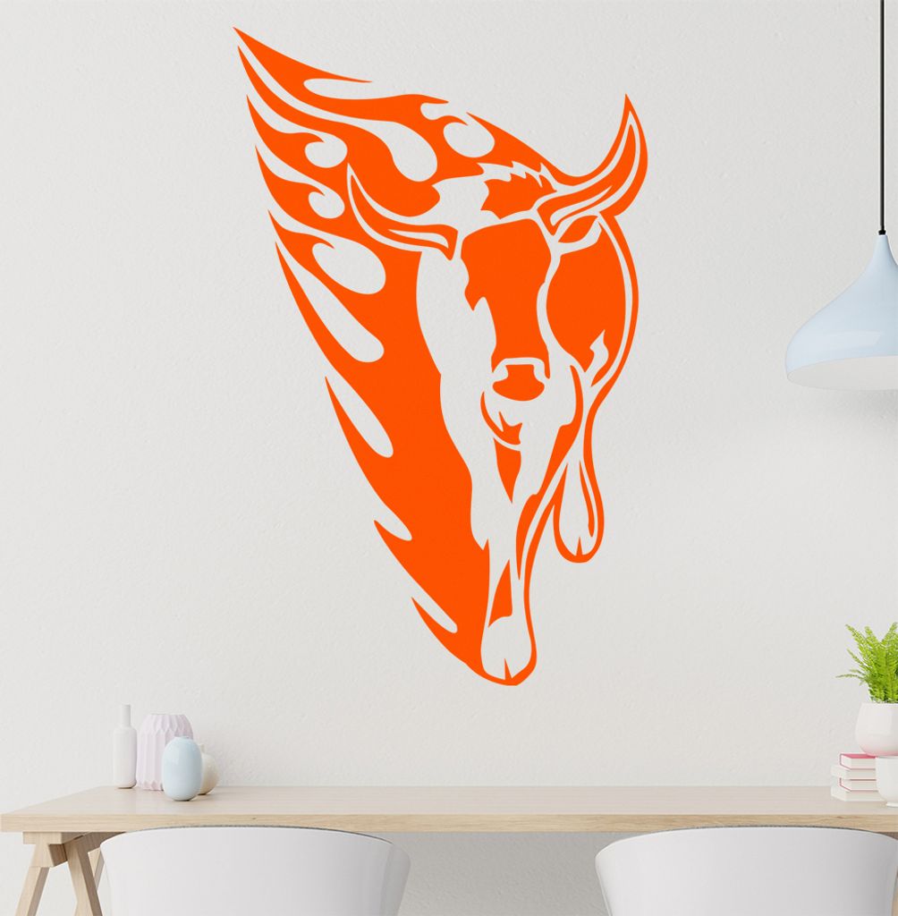 Tribal Ochse Wandtattoo in 6 Größen - Wandaufkleber Wall Sticker - Dekoration, Küche, Wohnzimmer, Schlafzimmer, Badezimmer