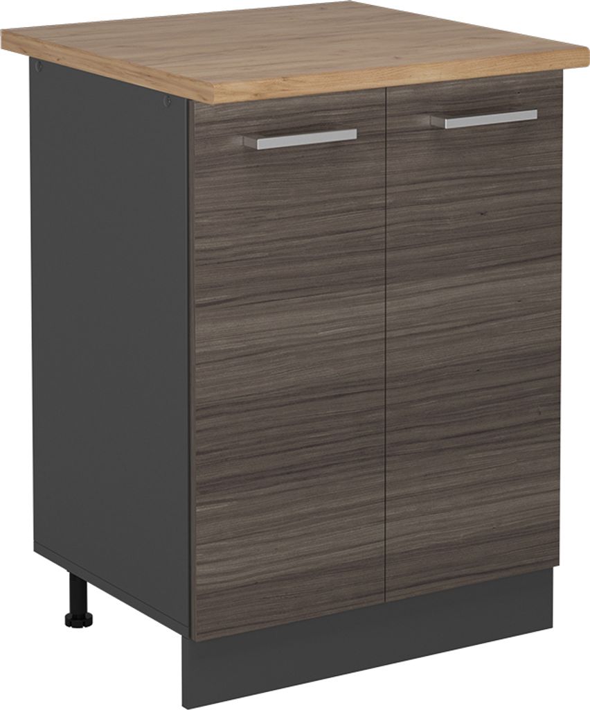 Küchenunterschrank Vicco R-Line Edelgrau 60 cm , AP Eiche, Model 53780