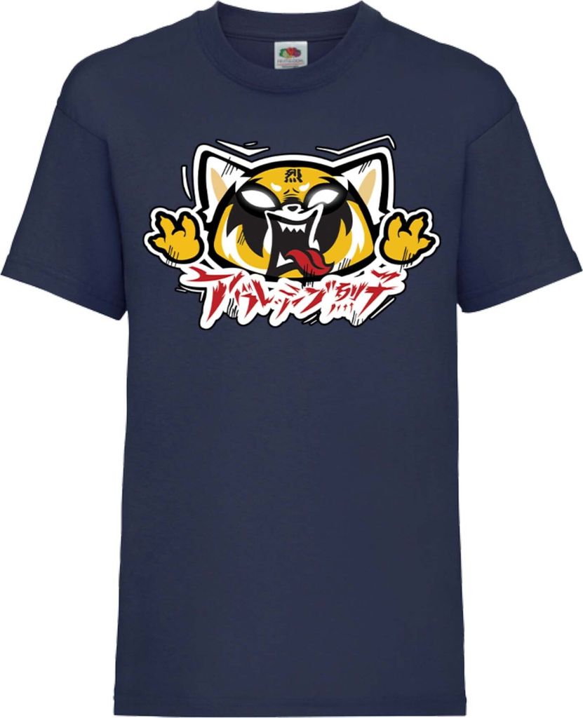 Kinder T-Shirt Aggretsuko 02 Aggresive Panda, 9-11 Jahr - 140 / Dunkelblau