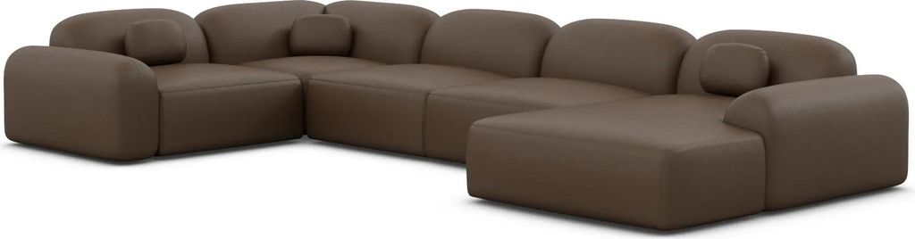 Kunstleder U-Form XL Wohnlandschaft Nuvia Dunkelbraun Rechts