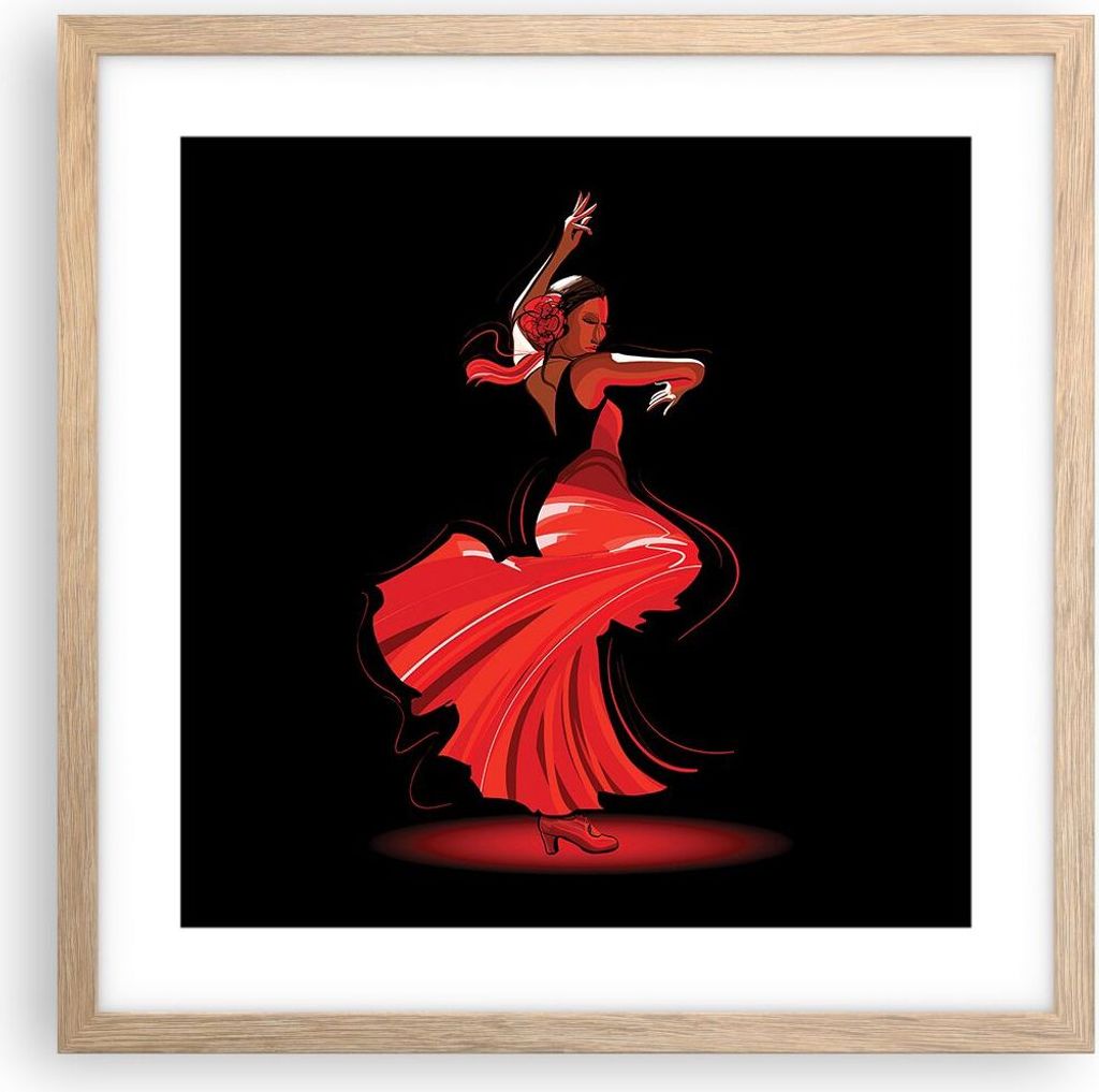 Gerahmtes Poster - Rahmen in heller Eiche - Tanz Tänzer - 40x40 cm - Wand Bild - Wanddeko - Wandbilder - Kunstposter - Wandposter - Bilderrahmen -...