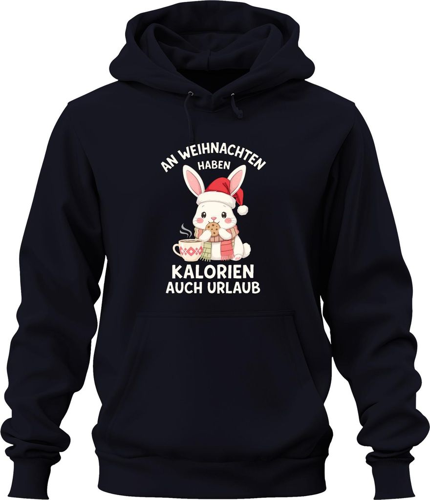 An Weihnachten Kalorien haben Urlaub Weihnachtshase Keks Geschenk Uni Hoodie Kapuzenpullover, Navy, S