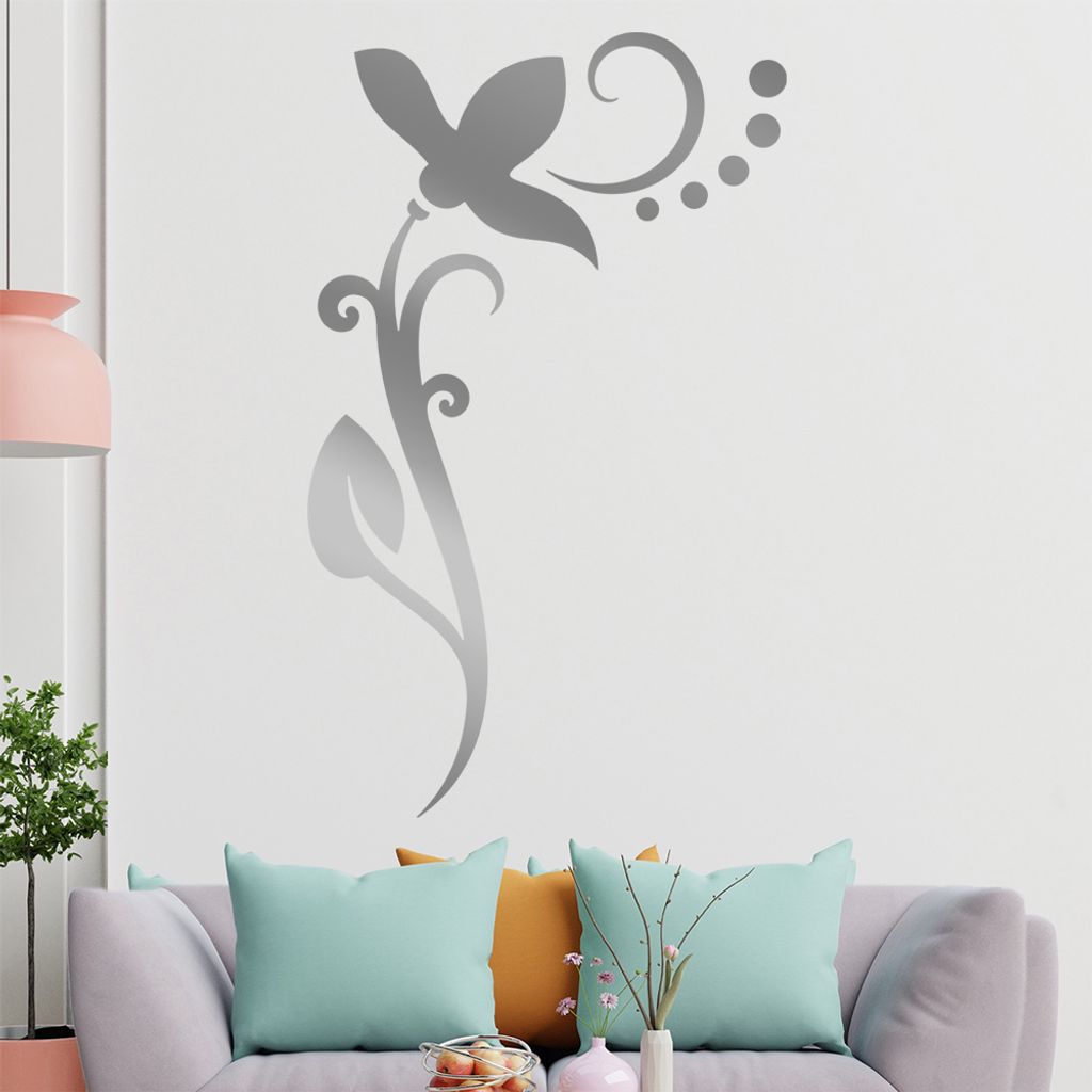 Blume - Linien Punkte Wandtattoo in 6 Größen - Wandaufkleber Wall Sticker - Dekoration, Küche, Wohnzimmer, Schlafzimmer, Badezimmer