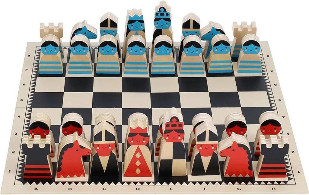 Petit Collage Holz-Schachspiel - buntes Strategiespiel für Produktbild 