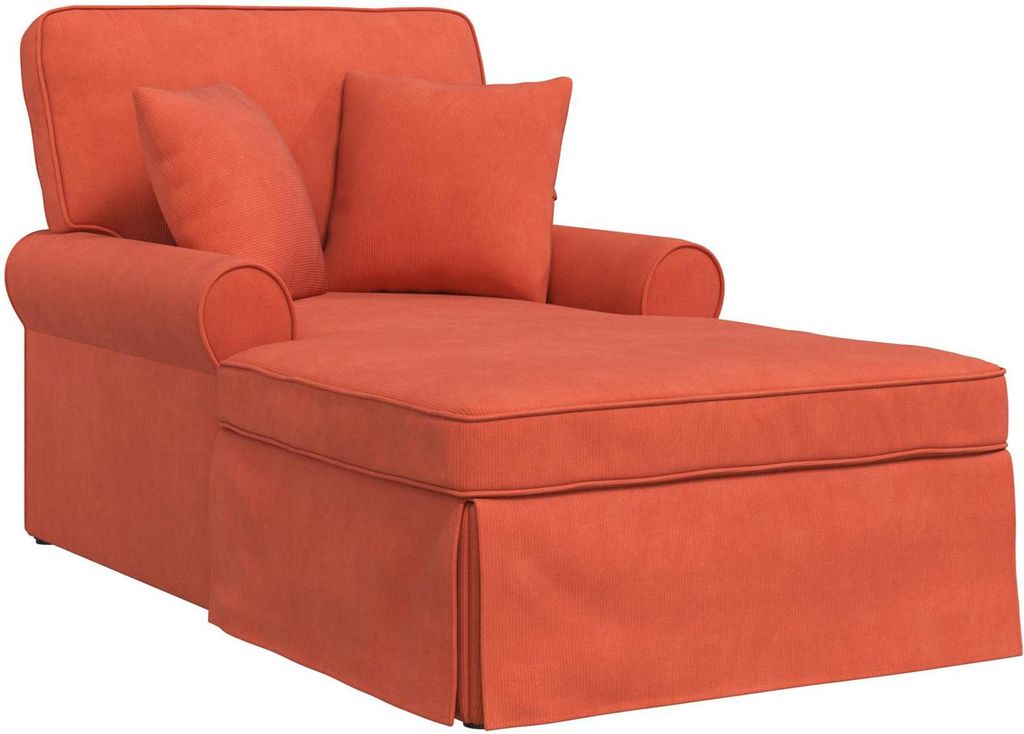 vidaXL Chaise Lounge mit Rock mit Kissen 3 pcs Rot-Orange Cordstoff
