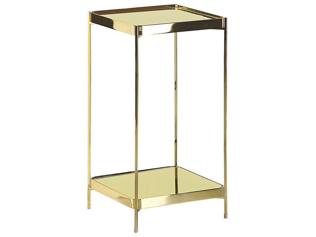 BELIANI Beistelltisch Gold Metall Glas 29 x 29 cm Klassisch Elegant Multifunktional Wohnzimmer