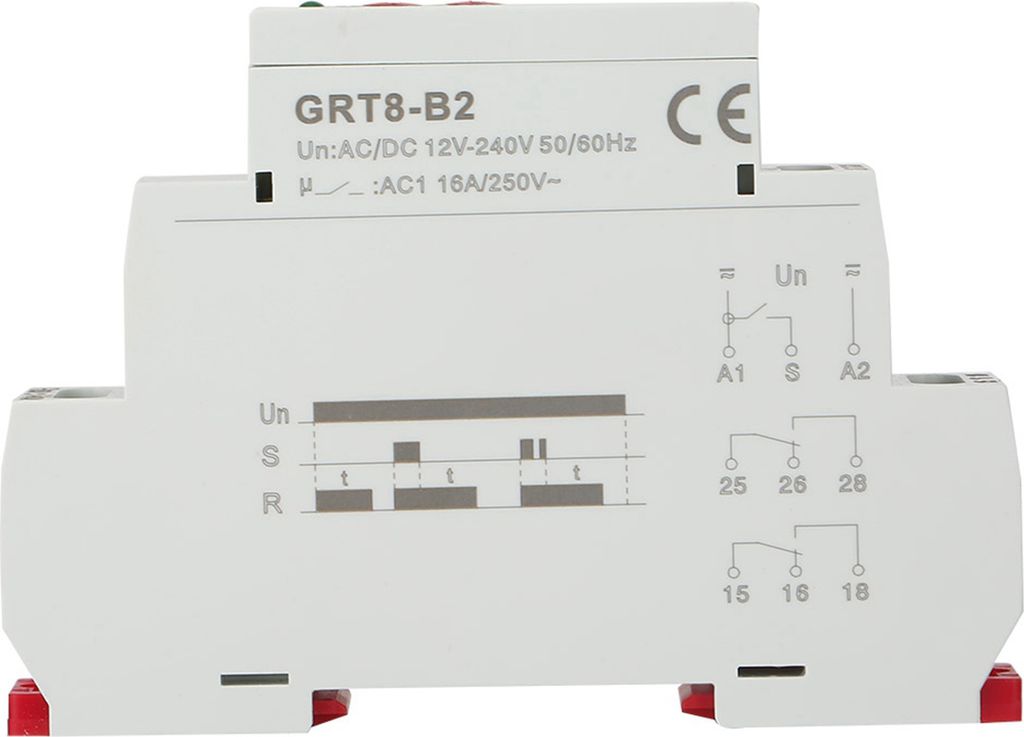 GRT8-B2 Mini-Einzelfunktionssteuerung Hutschiene Zeitrelais AC/DC 12V-240V