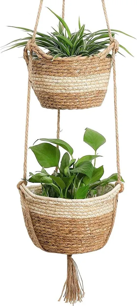 Panier de Plantes Tressé à la Main en Herbes Marines - Décoration Bohème