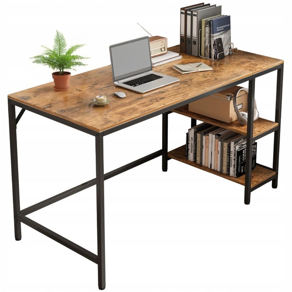 Biurko komputerowe stolik vintage rustykalny brąz loft z 2 Zdjęcie produktu 