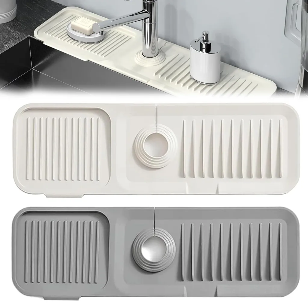 Solution anti-eau stagnante évier : tapis silicone absorbant 37 x 10 cm