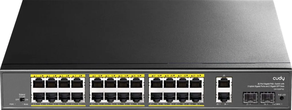 Switch PoE 24 Ports pour Vidéosurveillance IP Cudy GS1026PS2 300W Gigabit