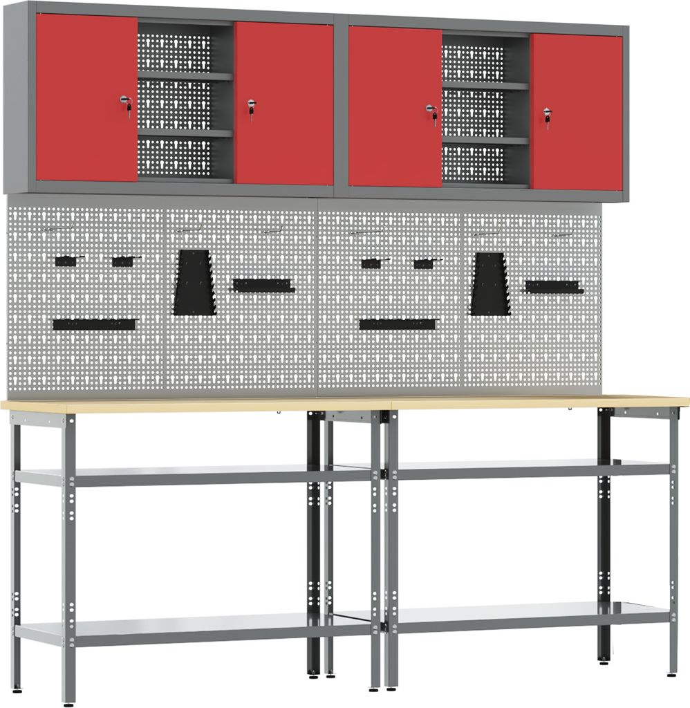 "2025"cloris 8- tlg. Werkbank- Set Rot Holzwerkstoff und Metall - Werkbänke CHY50670