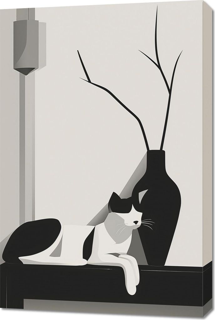 Bild 60x90cm Katze in Grautönen