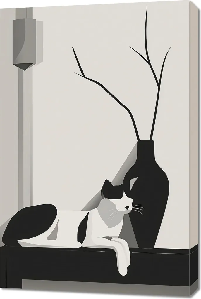 Decorazione Parete Gatto Grigio 60x90 - Quadro Moderno Design d'Interni