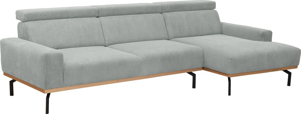 Max Winzer Sofa 2,5-Sitzer links / Longchair rechts Emmi - Cordstoff silber - Maße: 280 x 135 x 92 cm