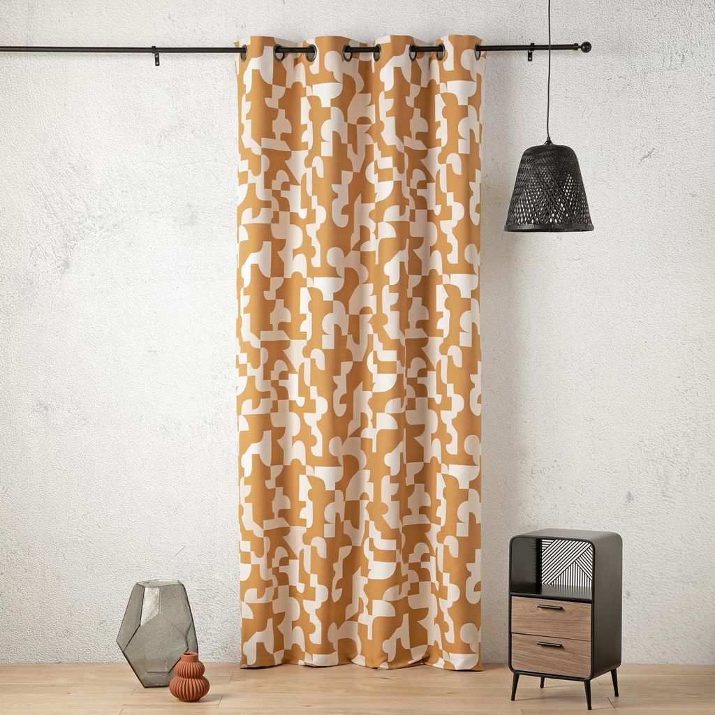 Geometrisch texturierter Retro-Jacquard-Vorhang