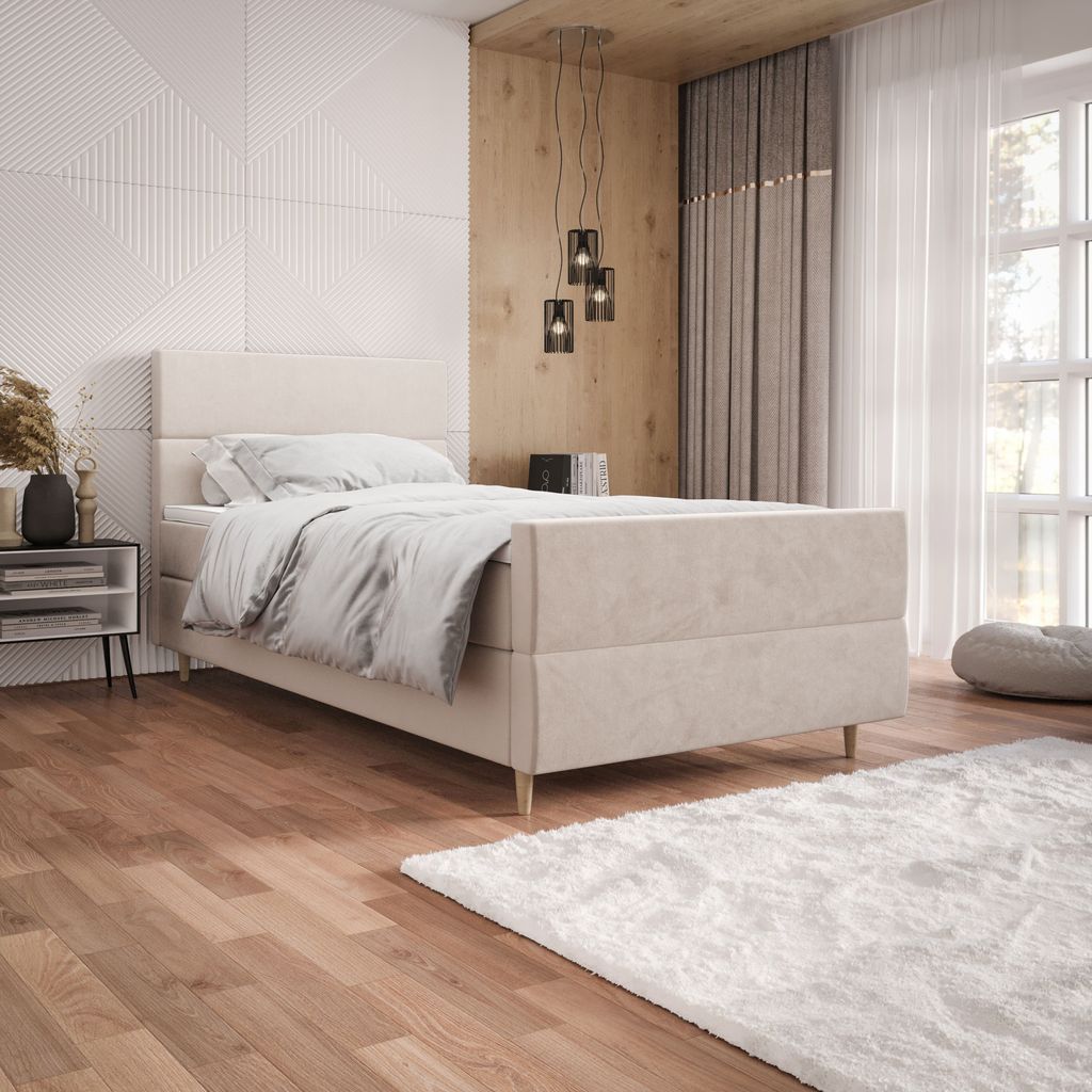Einzelbett im Kontinentalstil 90x200 ANGELES PLUS 1 - beige