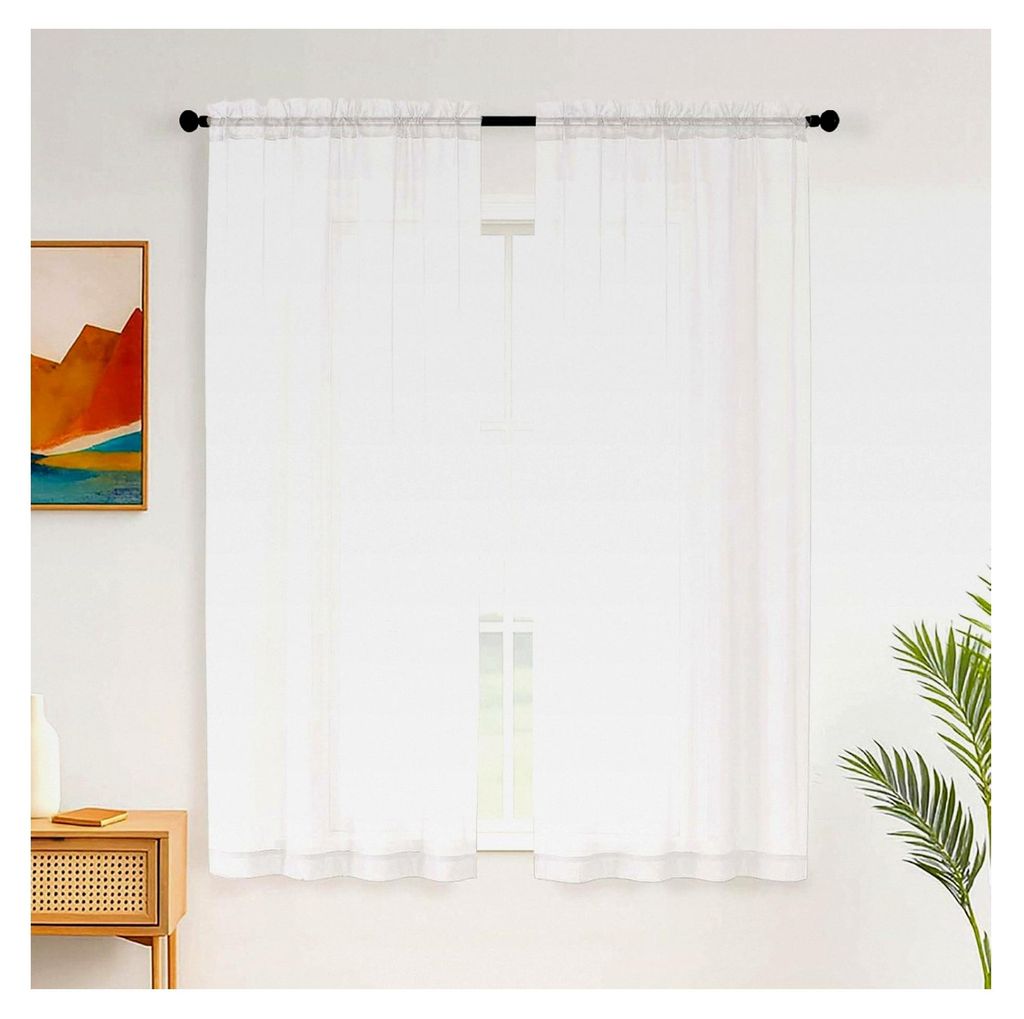 Transparente Vorhänge in Weiß für das Schlafzimmer 106 x 163 cm, 2 Paneele, Stangentasche, einfarbig, Voile-Vorhänge, Fenster, durchsichtige Vo...