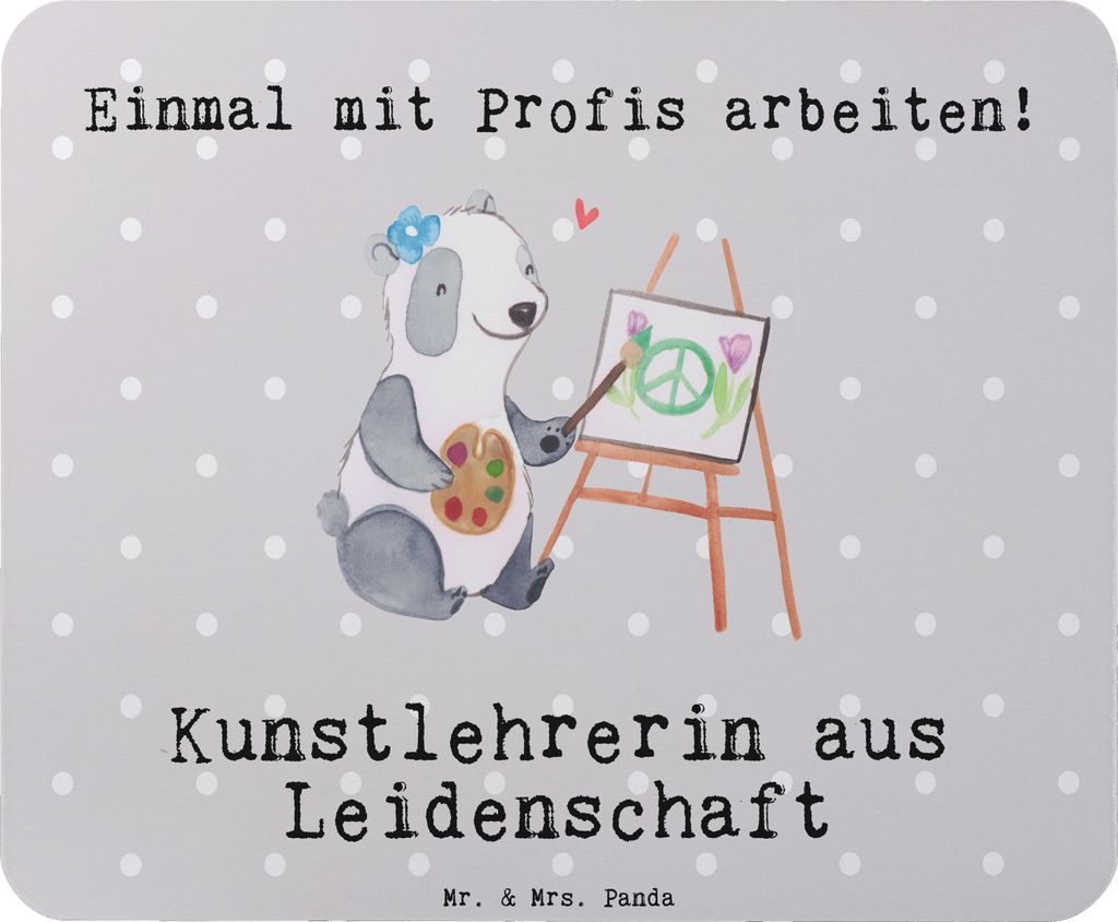 Mr. & Mrs. Panda Mouse Pad Kunstlehrerin Leidenschaft - Grau Pastell - Geschenk, laptop mauspad, computer, Kunstschule, Spruch, Lustig, Witzig, Kun...