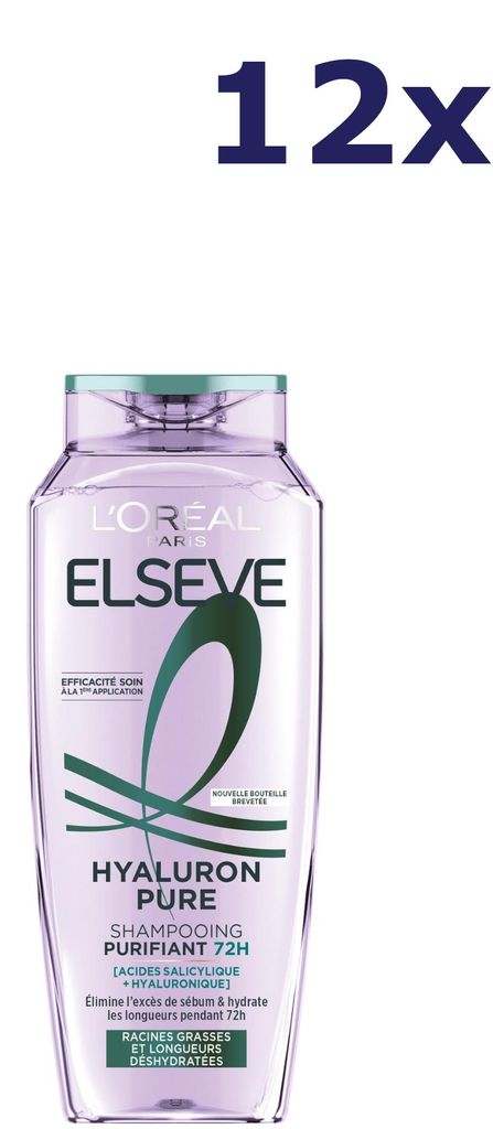 12x L’Oréal Paris Elseve Hyaluron Pure Purifying Shampoo 250 ml