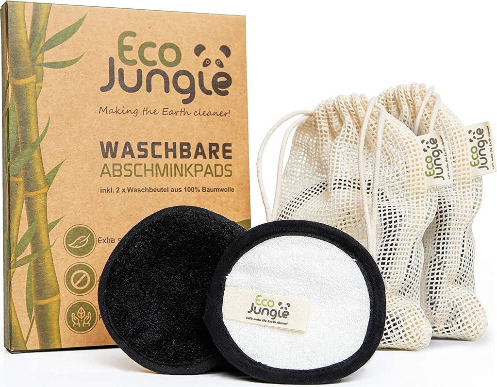 ECO JUNGLE Waschbare Abschminkpads - Abschminktücher (12 Stück) - 3-Layer Wattepads aus Bambus und Baumwolle - Nachhaltig & Wiederverwendbar - In...