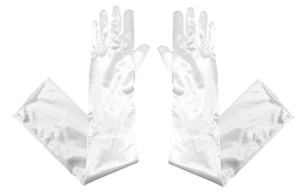 1 Paar lange, glatte Satinhandschuhe aus seidigem Material, ideal für festliche Anlässe, Hochzeiten und Fotoshootings