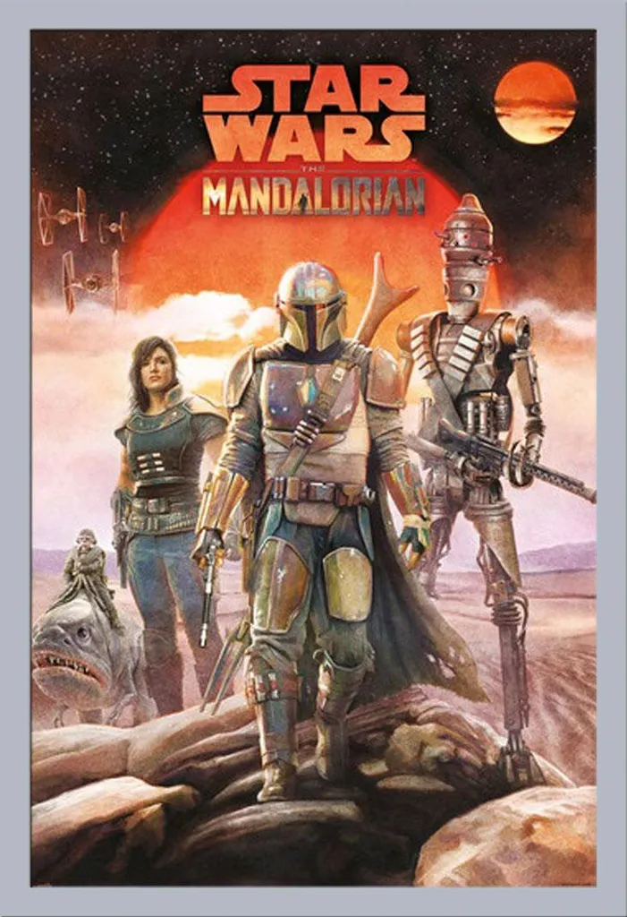 Déco Murale Star Wars Mandalorian Affiche Encadrée 61x91,5cm Argent Idéal