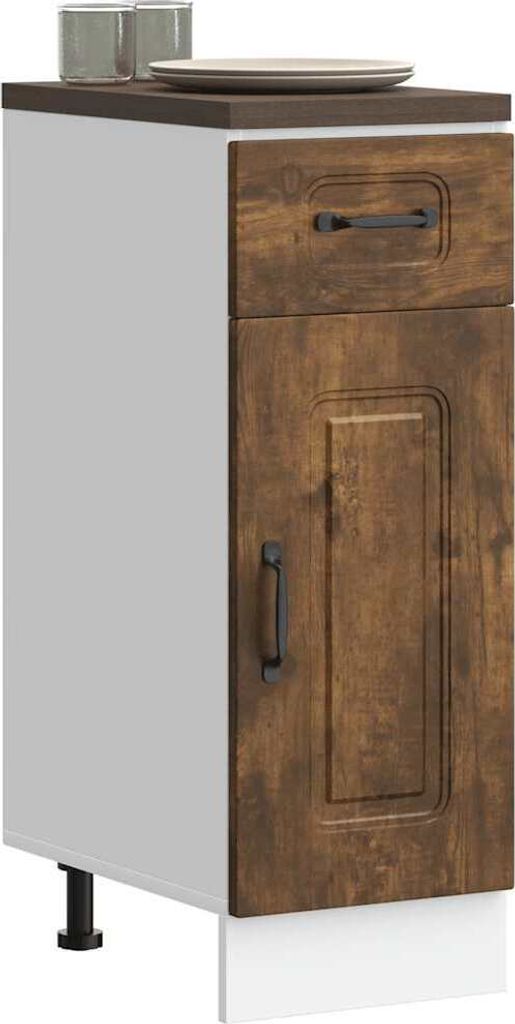 "im Angebot" Küchenunterschrank Kalmar Räuchereiche Holzwerkstoff - Küchenschränke CC23923