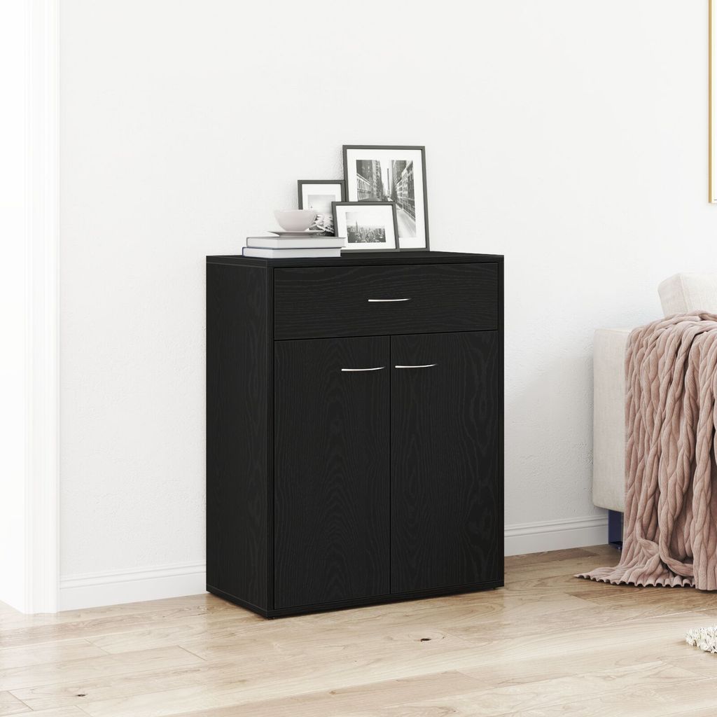 Möbel Sideboard schwarz Eiche 60x30x75 cm Holzwerkstoff - Kommoden 862448