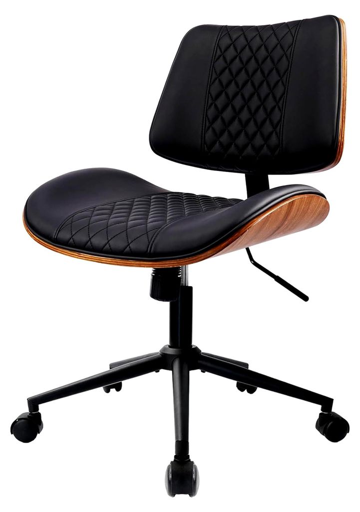 Bürostuhl ohne Armlehne, ergonomischer Schreibtischstuhl aus Kunstleder, 360° drehbar mit Höhenverstellung und Wippfunktion von 90° bis 125°, ...