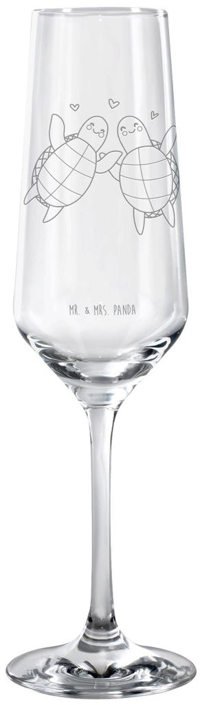 Mr. & Mrs. Panda Champagnerglas Schildkröten Paar - Transparent - Geschenk, Valentinstag, Glas, Sektglas, Freund, Jahrestag, Geschenkglas, Hochzei...