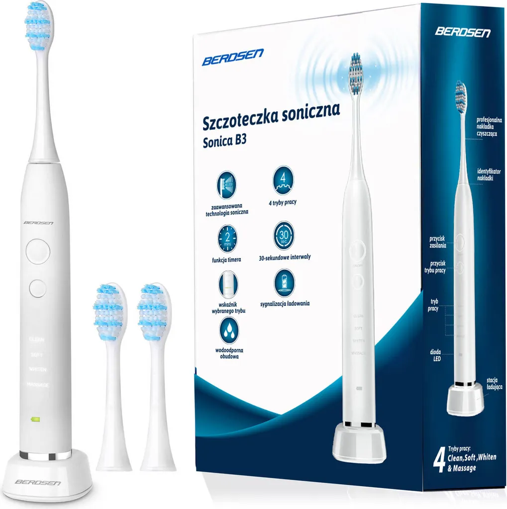 Brosse à dents sonique Sonica B3 blanche pour gencives sensibles