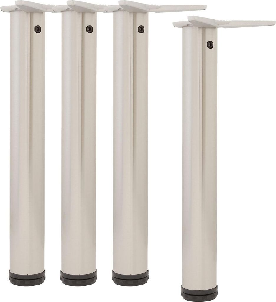 camar Tischfüße verstellbar 700-730mm rund ø 60mm, Metall Tischbeine höhenverstellbar, Stahl verchromt 4 Stück