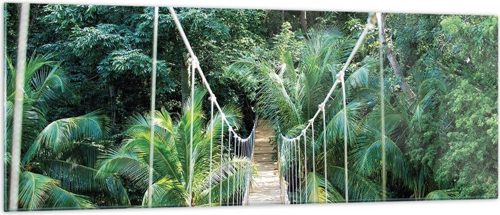 Bilder auf glas - Einteilig - Tropen Dschungel Brücke - 140x50cm - Glasbilder - Wandbilder - Bilder - zum Aufhängen bereit - Wanddekoration aus G...