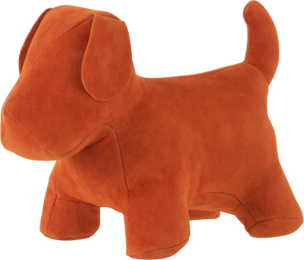 Statuette de chien en velours orange objet déco tendance J-Line