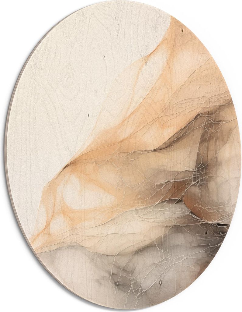 DEQORI Holzbild Ø 50 cm 'In sanften Schichten' Bild auf Holz Wandbild Kunstdruck